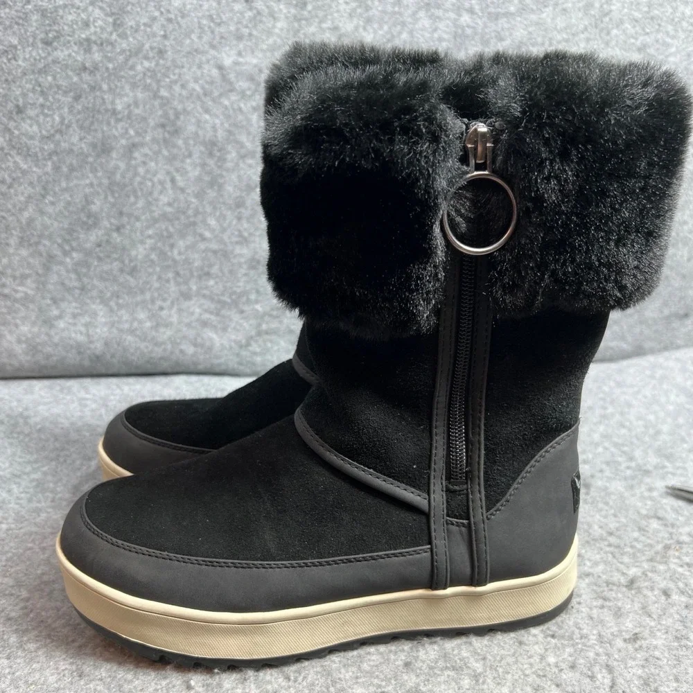 Koolaburra by UGG Womens Black Suede Faux Fur Winter Boots Snow Boots Size 6